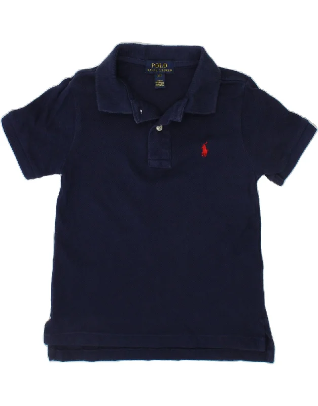 men's casual pique polo shirts -POLO RALPH LAUREN Boys Polo Shirt 2-3 Years Navy Blue Cotton