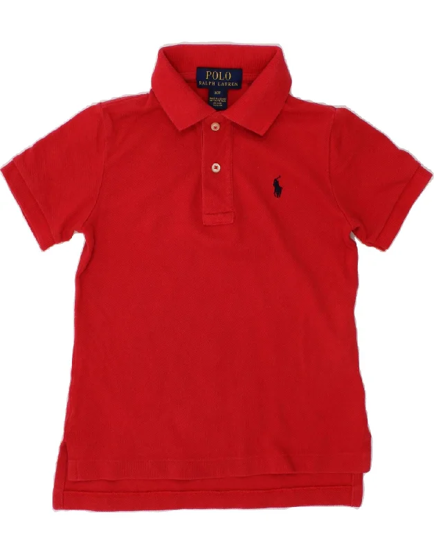 men's slim-fit polo shirts -POLO RALPH LAUREN Boys Polo Shirt 2-3 Years Red Cotton