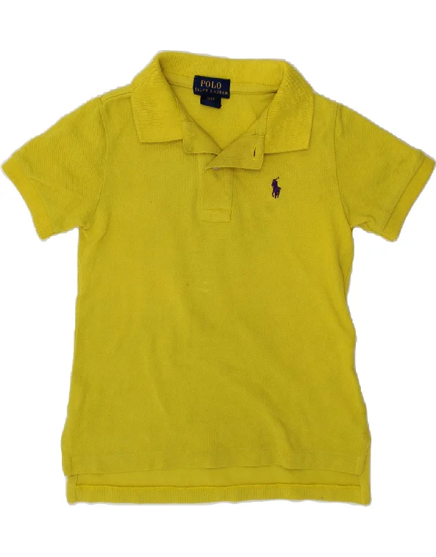 men's short sleeve polo shirts for work -POLO RALPH LAUREN Boys Polo Shirt 2-3 Years Yellow Cotton