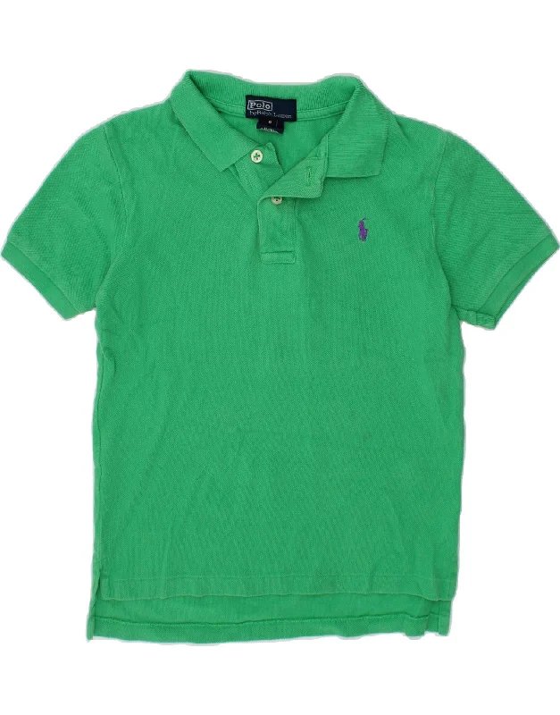 men's striped polo shirts -POLO RALPH LAUREN Boys Polo Shirt 5-6 Years Green Cotton