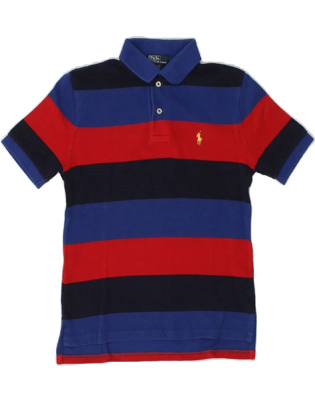 men's athletic pique polo shirts -POLO RALPH LAUREN Boys Polo Shirt 7-8 Years Small Multicoloured Striped