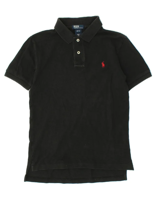 versatile cotton polo shirts -POLO RALPH LAUREN Boys Polo Shirt 8-9 Years Small  Black Cotton