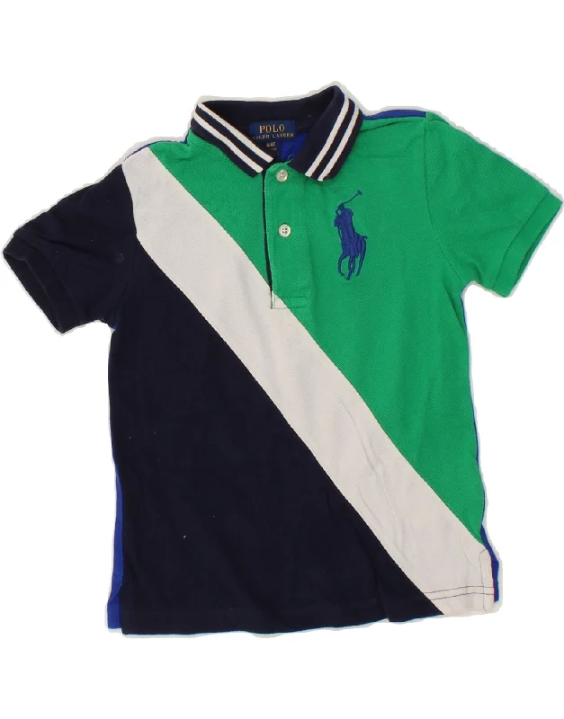 men's custom embroidered polo shirts -POLO RALPH LAUREN Boys Rugby Polo Shirt 3-4 Years Multicoloured