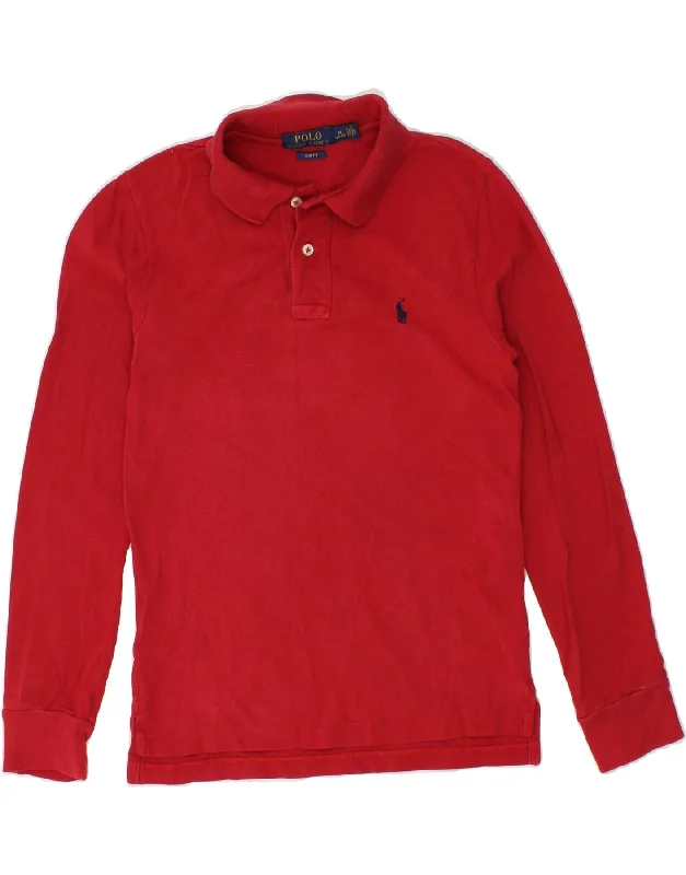 premium fit polo shirts for men -POLO RALPH LAUREN Boys Slim Fit Polo Shirt 10-11 Years Medium Red Cotton