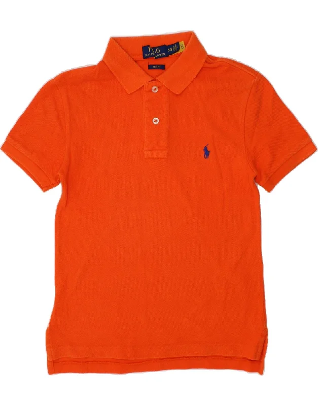 men's short-sleeve polo shirts -POLO RALPH LAUREN Boys Slim Fit Polo Shirt 7-8 Years Small Orange