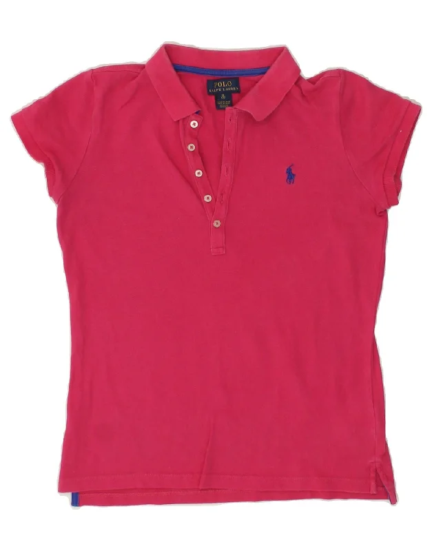 men's luxury polo shirts -POLO RALPH LAUREN Girls Polo Shirt 15-16 Years XL Pink Cotton