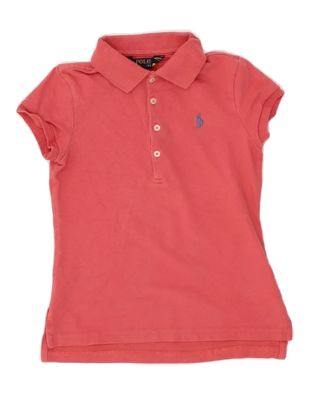 men's athletic fit polo shirts -POLO RALPH LAUREN Girls Polo Shirt 6-7 Years Small Red Cotton