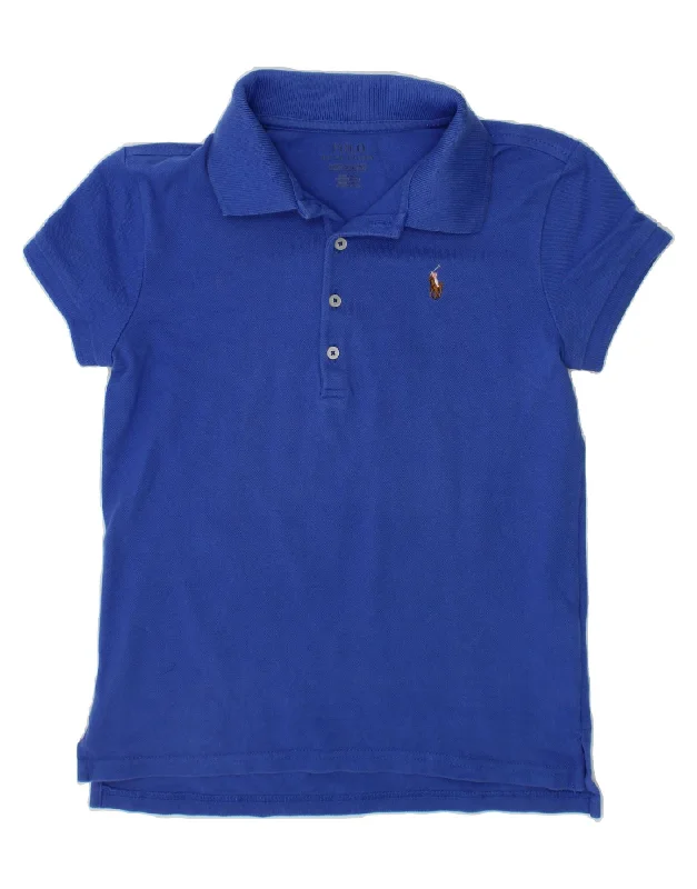 stylish polo shirts for men -POLO RALPH LAUREN Girls Polo Shirt 8-9 Years Medium Blue Cotton