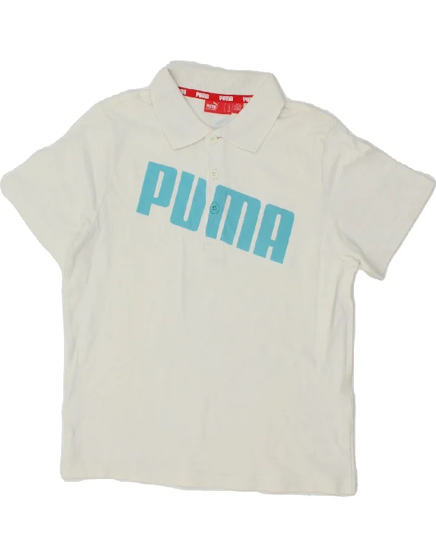 stylish striped polo shirts for men -PUMA Boys Graphic Polo Shirt 9-10 Years Medium White Cotton