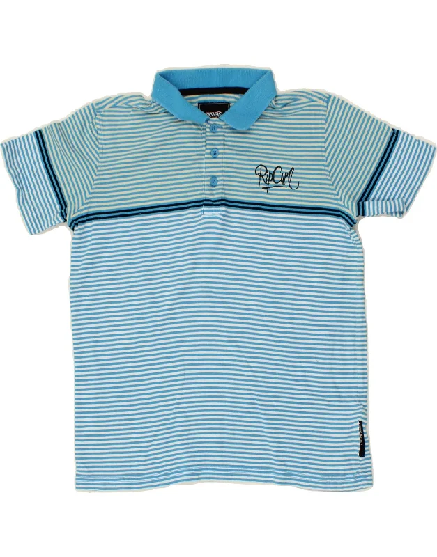 comfortable polo shirts for men -RIP CURL Boys Polo Shirt 11-12 Years Blue Striped Cotton