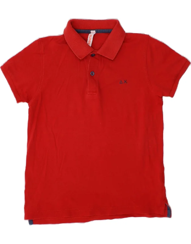 men's simple polo shirts -SUN68 Boys Polo Shirt 5-6 Years Red Cotton