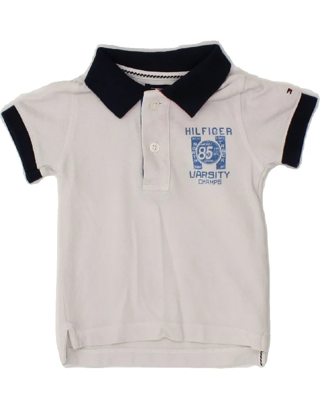 men's golf polo shirts with collars -TOMMY HILFIGER Baby Boys Graphic Polo Shirt 9-12 Months White Cotton