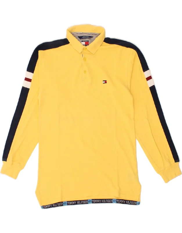 premium fit polo shirts for men -TOMMY HILFIGER Boys Long Sleeve Polo Shirt 14-15 Years Large Yellow Cotton