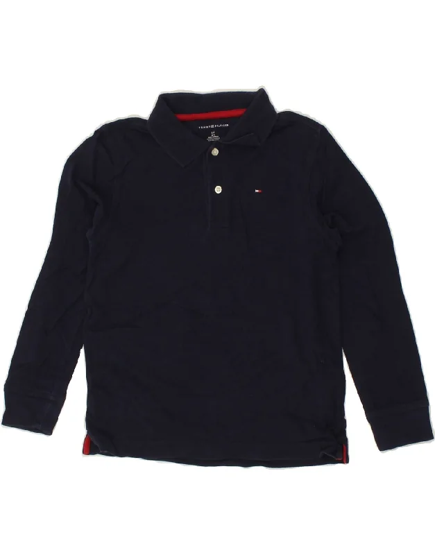 embroidered logo polo shirts for men -TOMMY HILFIGER Boys Long Sleeve Polo Shirt 6-7 Years Small  Navy Blue