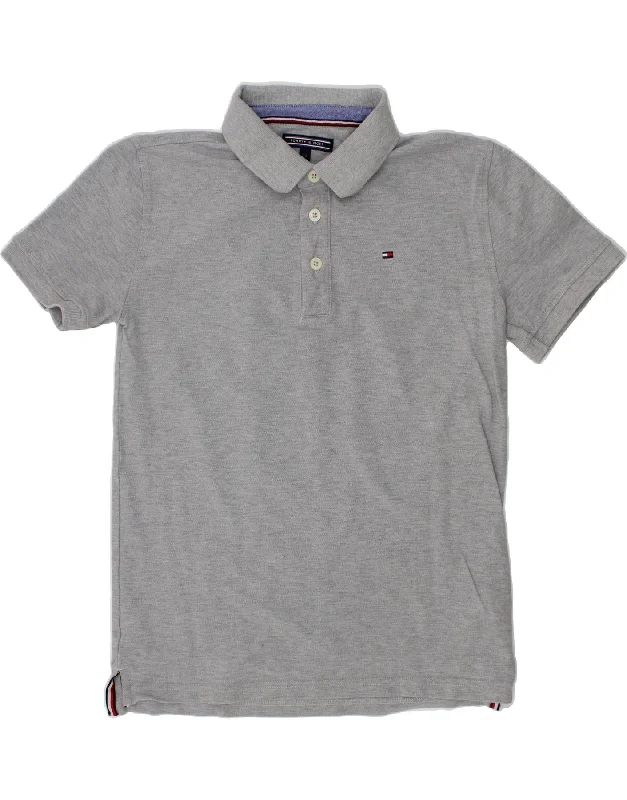 men's stylish cotton polo shirts -TOMMY HILFIGER Boys Polo Shirt 11-12 Years Grey Cotton