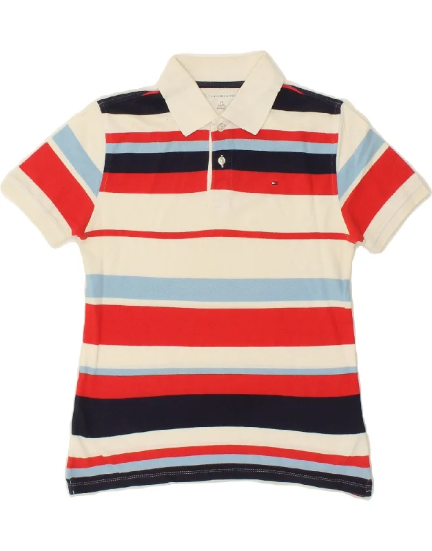 luxury embroidered polo shirts -TOMMY HILFIGER Boys Polo Shirt 12-13 Years Large  Multicoloured Striped