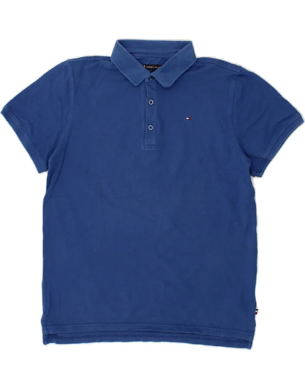 men's sport performance polo shirts -TOMMY HILFIGER Boys Polo Shirt 15-16 Years Blue Cotton