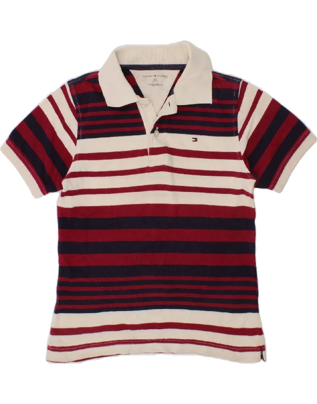 men's golf-style polo shirts -TOMMY HILFIGER Boys Polo Shirt 6-7 Years Small Multicoloured Striped