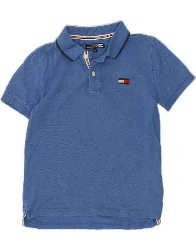 men's stylish sport polo shirts -TOMMY HILFIGER Boys Polo Shirt 7-8 Years Blue Cotton