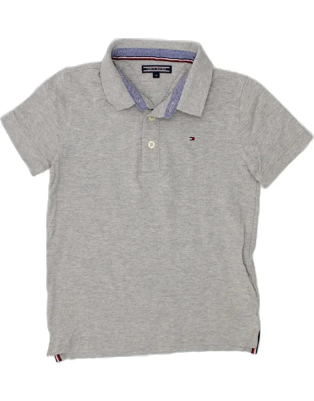 men's breathable performance polo shirts -TOMMY HILFIGER Boys Polo Shirt 7-8 Years Grey