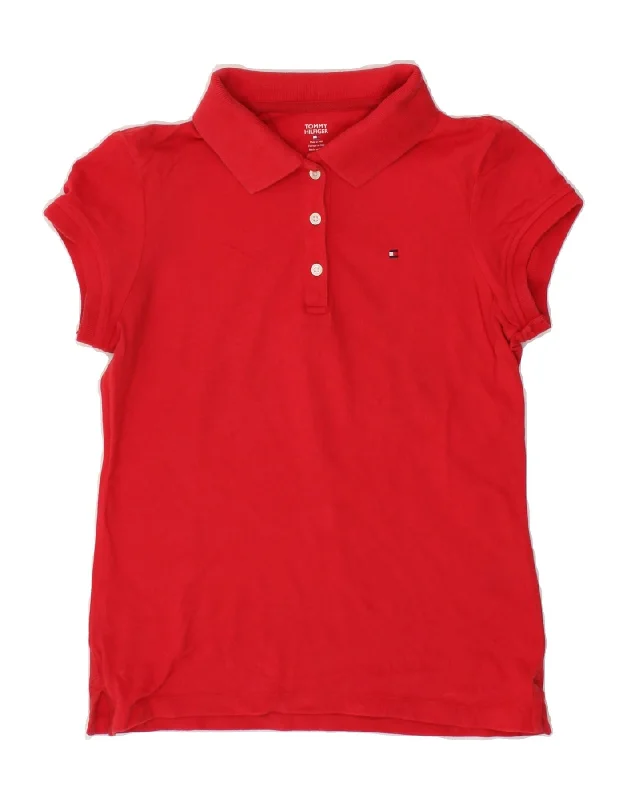 versatile polo shirts for men -TOMMY HILFIGER Girls Polo Shirt 12-13 Years Large Red Cotton