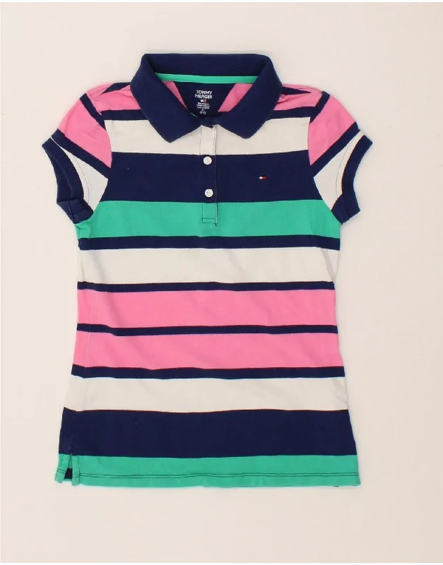 stylish striped polo shirts for men -TOMMY HILFIGER Girls Polo Shirt 8-9 Years Medium Multicoloured Striped