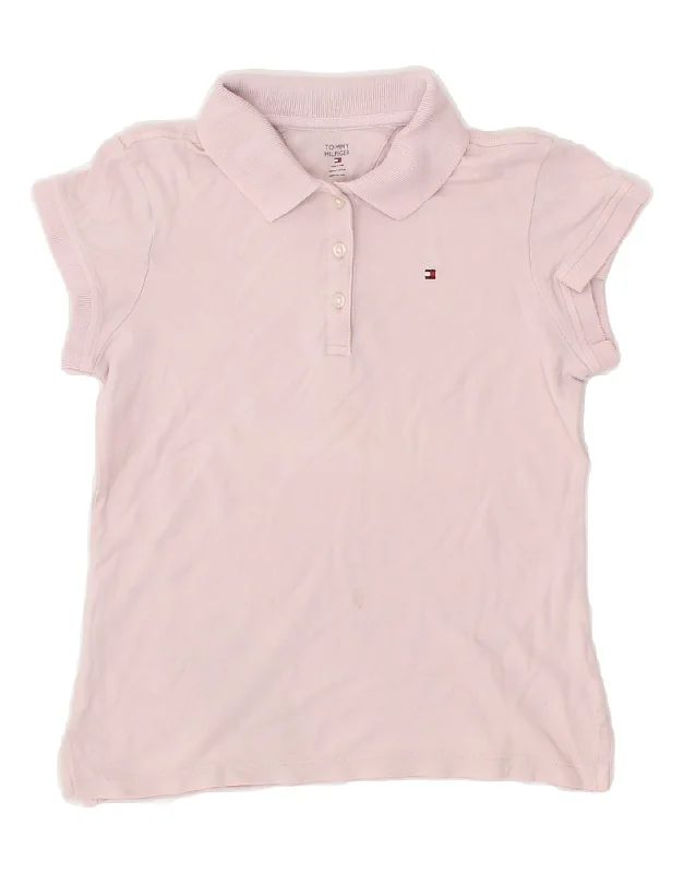 men's short-sleeve polo shirts -TOMMY HILFIGER Girls Polo Shirt 8-9 Years Medium Pink