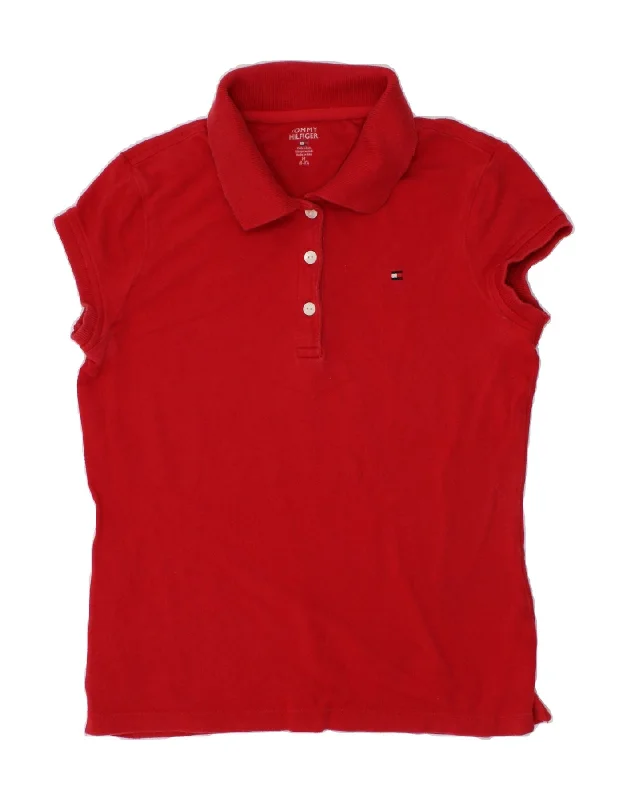 classic fit polo shirts for men -TOMMY HILFIGER Girls Polo Shirt 8-9 Years Medium  Red Cotton