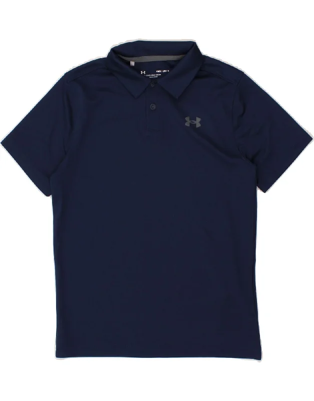 men's simple polo shirts -UNDER ARMOUR Boys Polo Shirt 9-10 Years Medium  Navy Blue Polyester