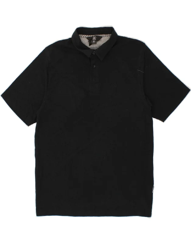 men's premium cotton polo shirts -VOLCOM Boys Polo Shirt 11-12 Years Black Cotton