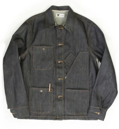 men's formal jackets -12.5oz Indigo Selvedge Denim Coverall Jacket