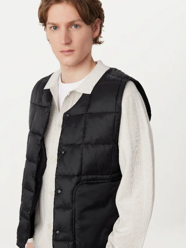 button-up waistcoats for men -The Aero Packable Vest in Black