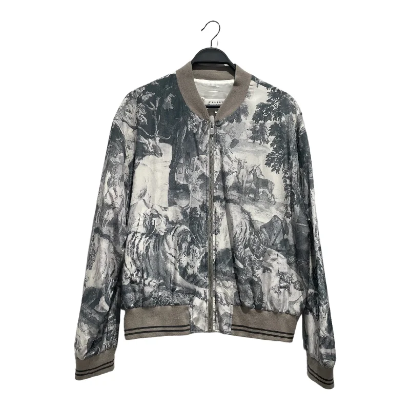 men's stylish jackets with zippers -Maison Margiela/Jacket/48/Silk/GRY/All Over Print/