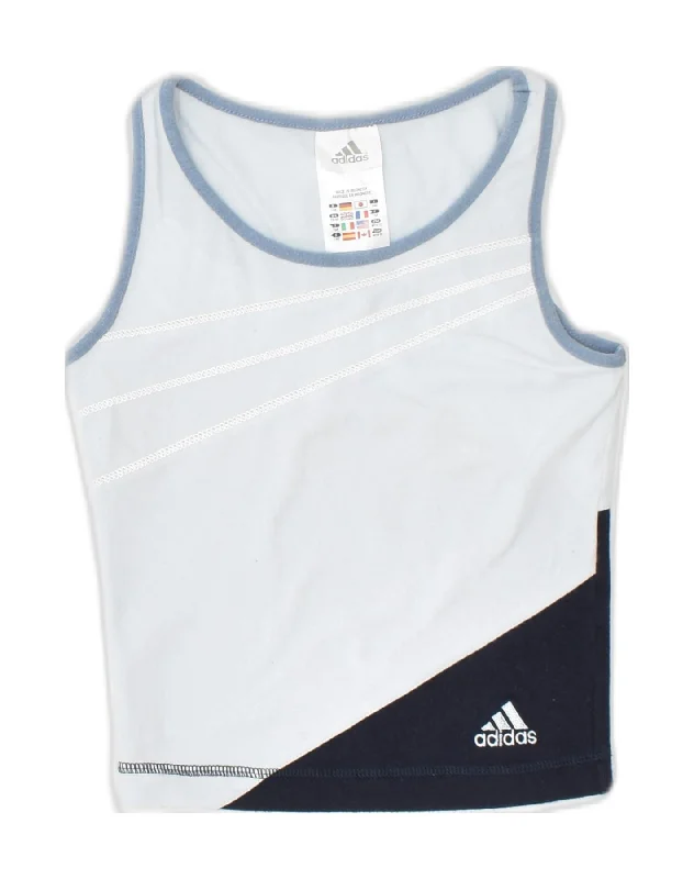 men's reversible vests -ADIDAS Girls Climalite Vest Top 9-10 Years Blue Colourblock