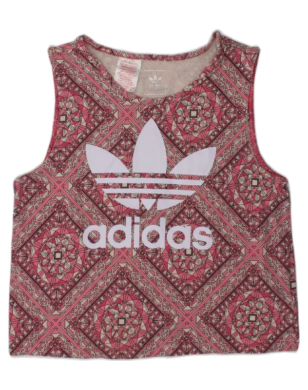 men's military-style vests -ADIDAS Girls Graphic Vest Top 14-15 Years Red Cotton