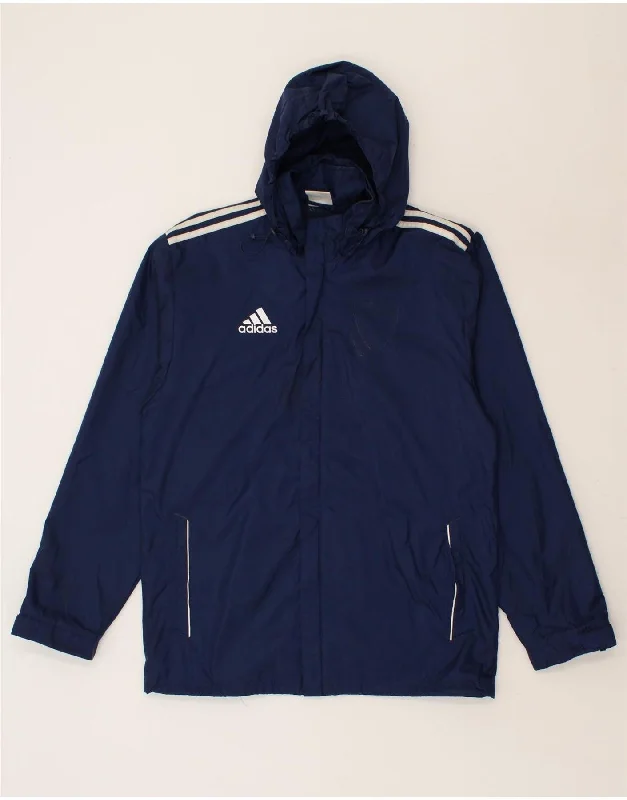 men's outdoor jackets -ADIDAS Mens Hooded Rain Jacket Size 38/40 Medium Navy Blue Polyester