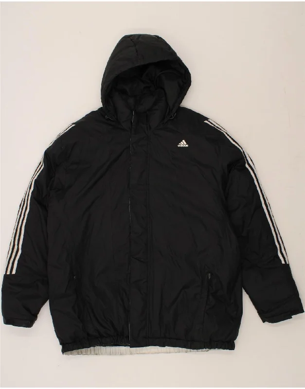 men's plaid jackets -ADIDAS Mens Hooded Windbreaker Jacket UK 44 2XL Black Polyester