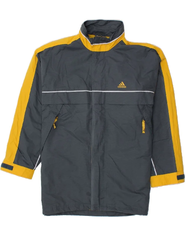 men's corduroy jackets -ADIDAS Mens Rain Jacket UK 44/46 Large Grey Colourblock Polyester