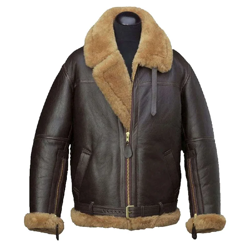 men's cargo jackets -Aquaman Arthur Shearling Bomber Leather Jacket