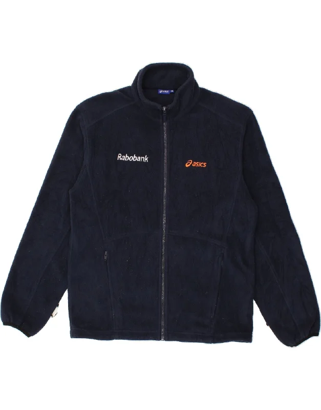 men's padded puffer jackets -ASICS Mens Fleece Jacket Medium Navy Blue Polyester