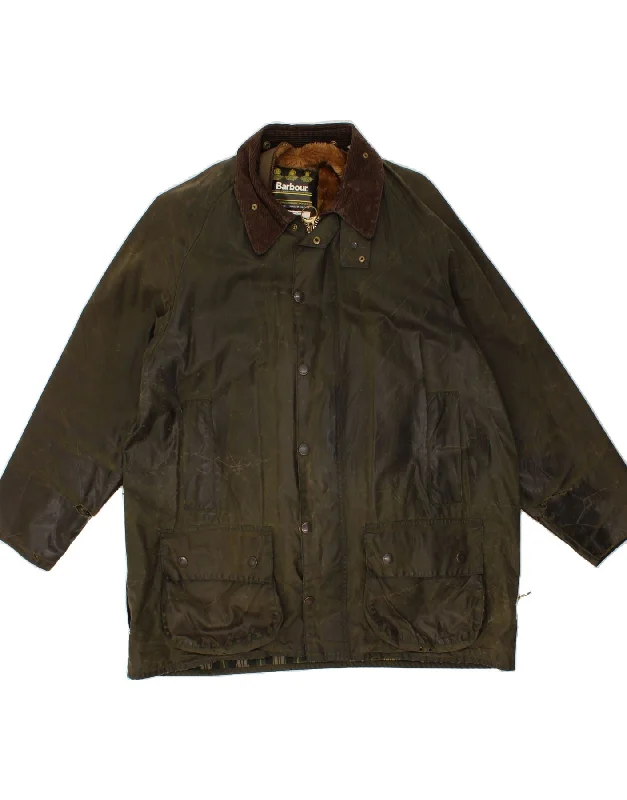 men's velvet jackets -BARBOUR Mens Waxed Cotton Jacket UK 42 XL Khaki