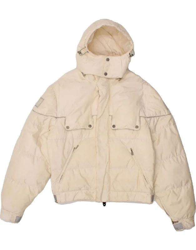 men's utility jackets -BELSTAFF Mens Hooded Padded Jacket UK 36 Small Off White Polyamide