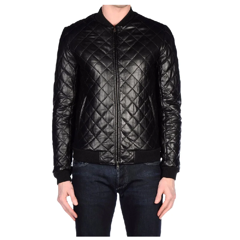 classic jackets for men -Slim Fit Fashion Black Leather Jacket Men