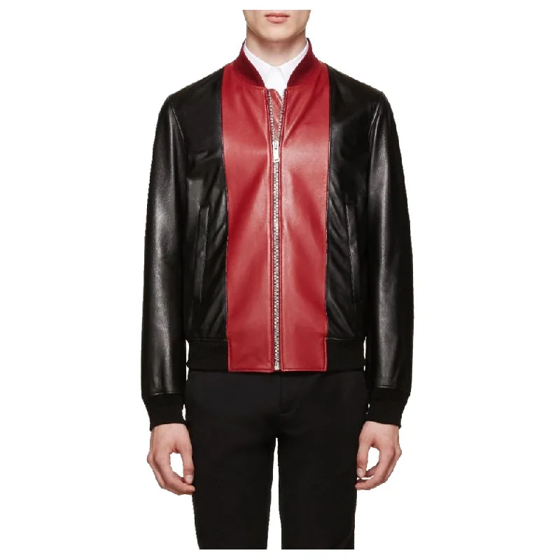 men's elegant jackets -Slim Fit Blouson Biker Leather jacket