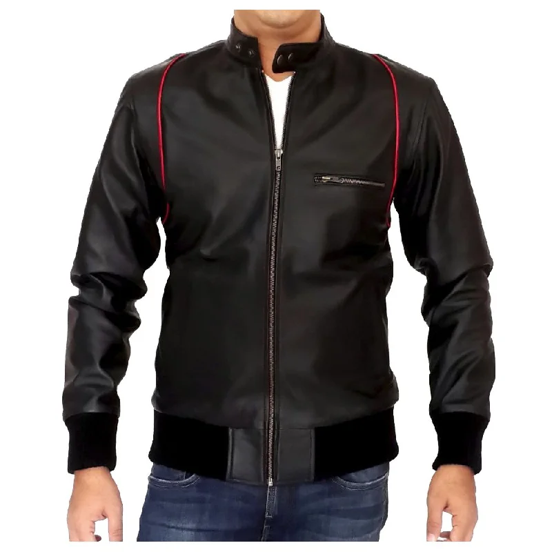 men's heavy-duty jackets -Blouson Slim fit Biker Jacket