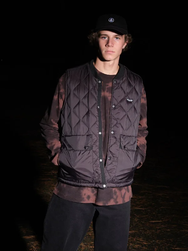 men's zip-up vests -Bowered Vest (Reversible) - BITTER CHOCOLATE