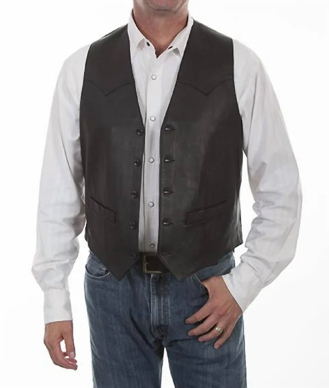 men's formal vest options -Button Front Vest In Black