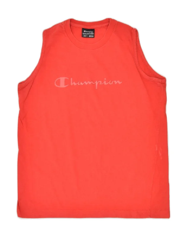 fashionable sleeveless vests for men -CHAMPION Boys Graphic Vest Top 13-14 Years Red Cotton