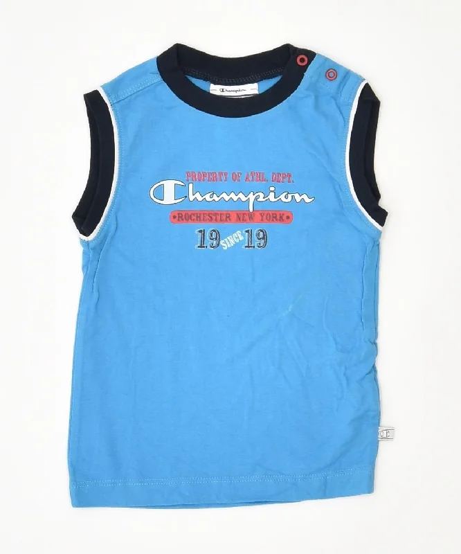 urban style vests for men -CHAMPION Boys Graphic Vest Top 9-12 Months Blue Cotton