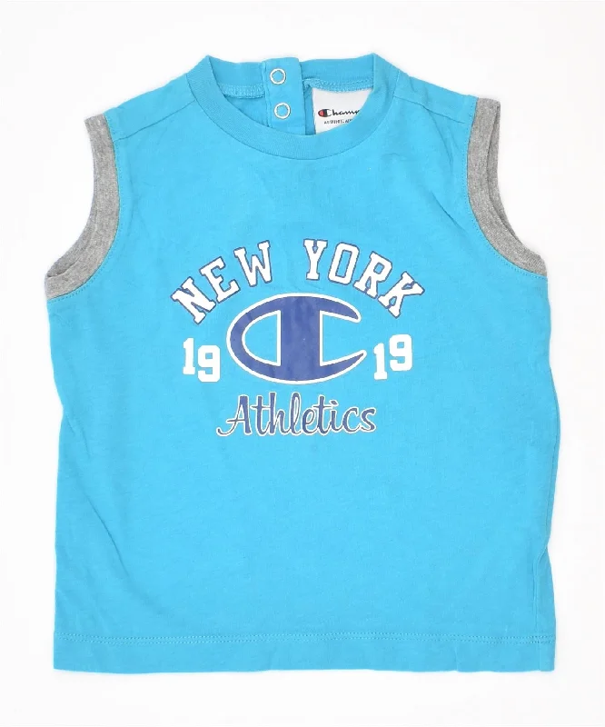 outdoor activity vests for men -CHAMPION Boys Graphic Vest Top 9-12 Months Small Blue Cotton